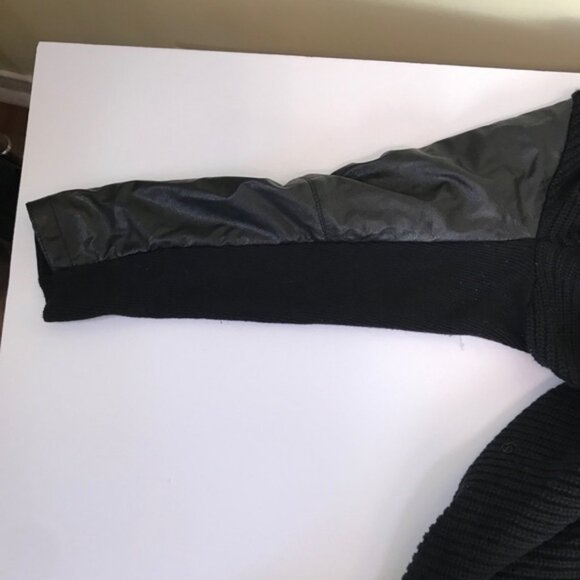 Olsen Open Cotton Leather Faux Cardigan Jacket Sweater Buckle Knit Ribbed Knit L - Picture 6 of 13